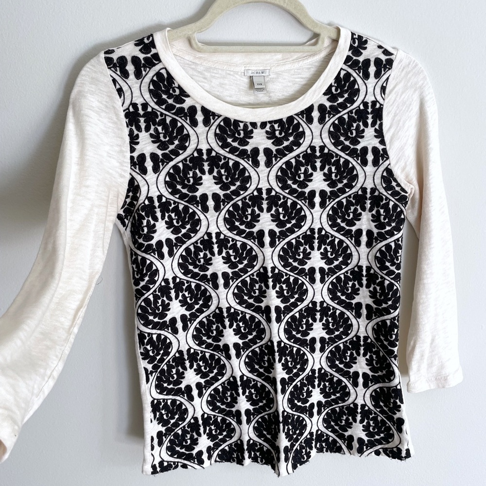J. Crew Cotton Long Sleeve Shirt with Embroidery for Layering Office Casual